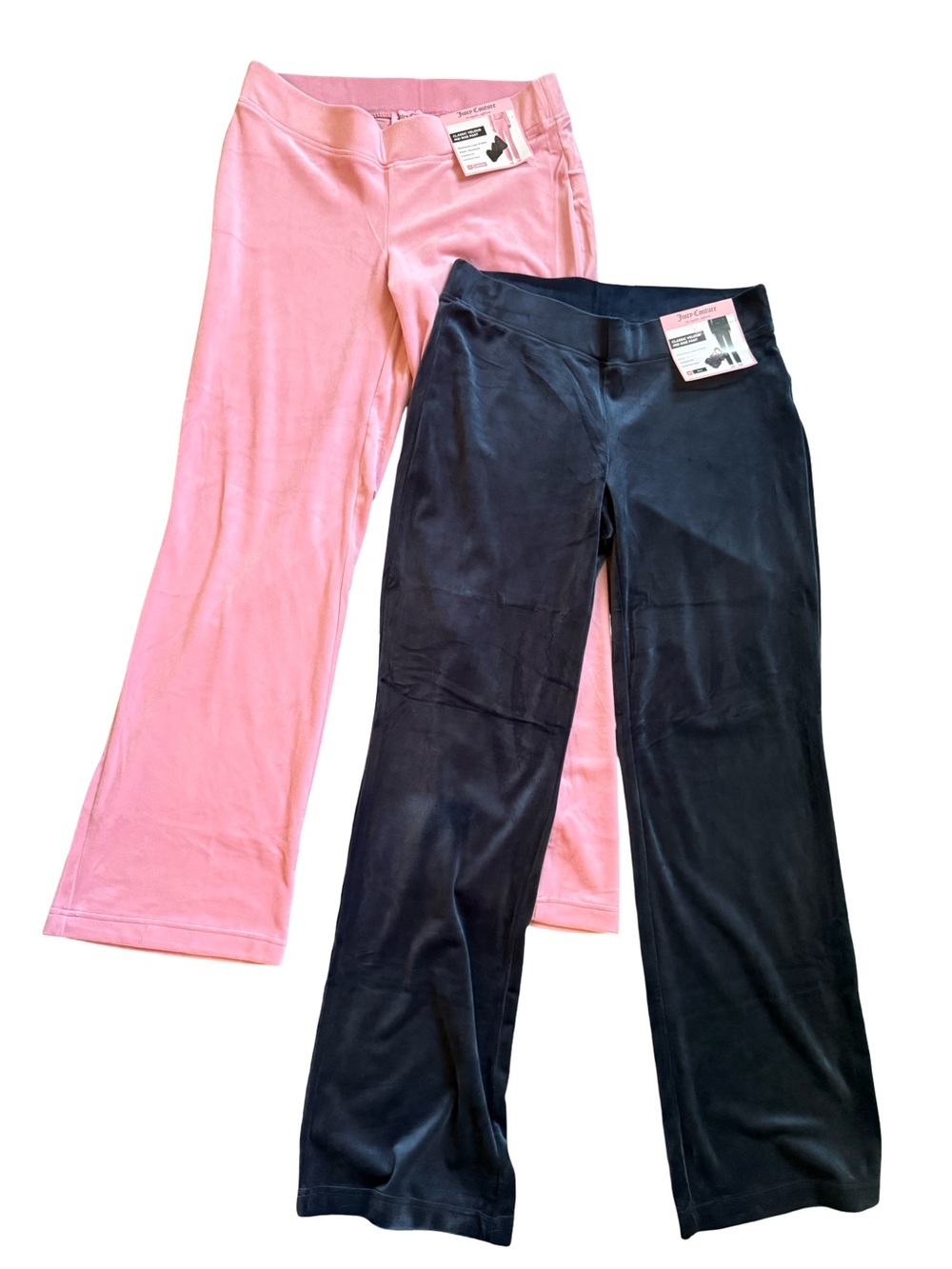 Juicy Couture Pink and Navy Blue Velour Track Pants Duo